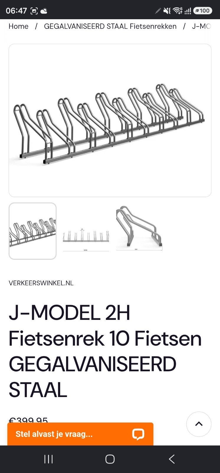J-Model 2H Fietsenrek voor 10 fietsen, gegalvaniseerd, Ophalen, Gebruikt