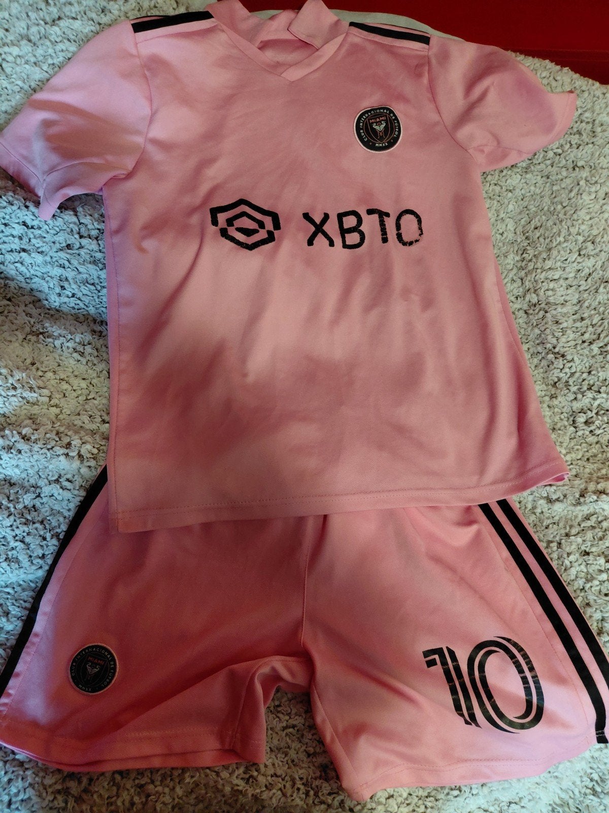 Inter Miami tenue Messi - Roze shirt en broekje, Maat M, Ophalen of Verzenden, Gebruikt, Set