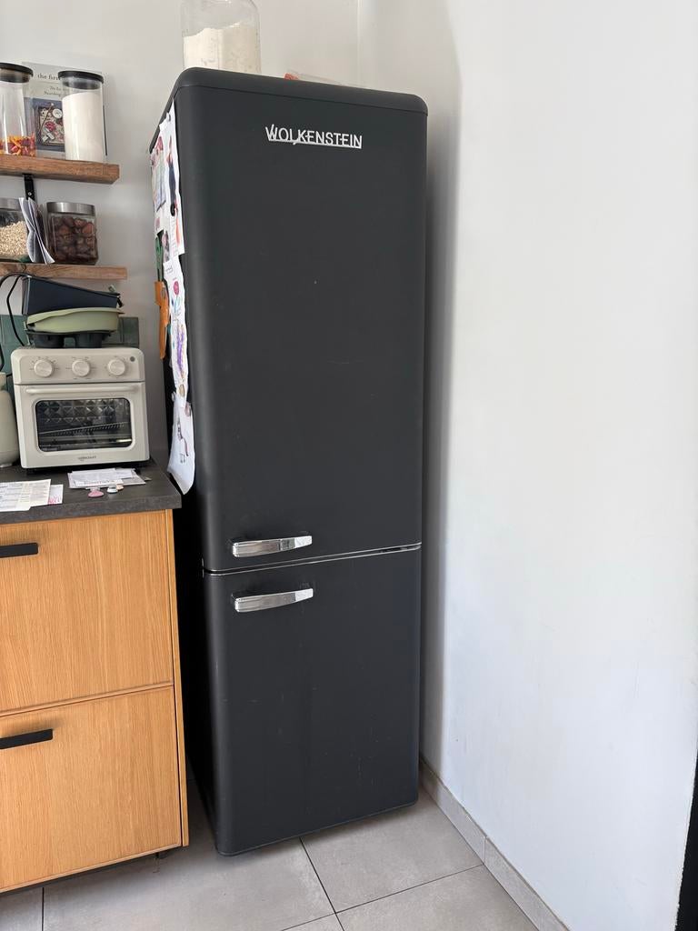 Wolkenstein Koel-vriescombinatie - Zwart, Retro Stijl, Witgoed en Apparatuur, Koelkasten en IJskasten, Ophalen, Gebruikt, 200 liter of meer