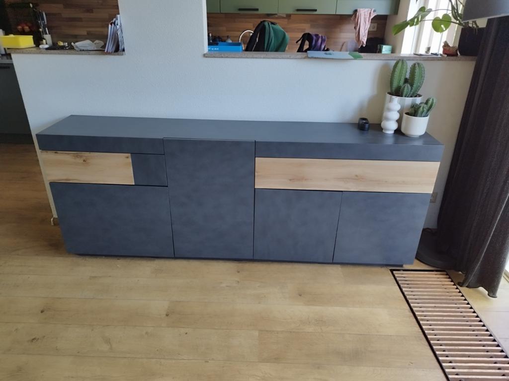Meubella Dressoir Kast - Modern Design antraciet eiken, Ophalen of Verzenden, Zo goed als nieuw