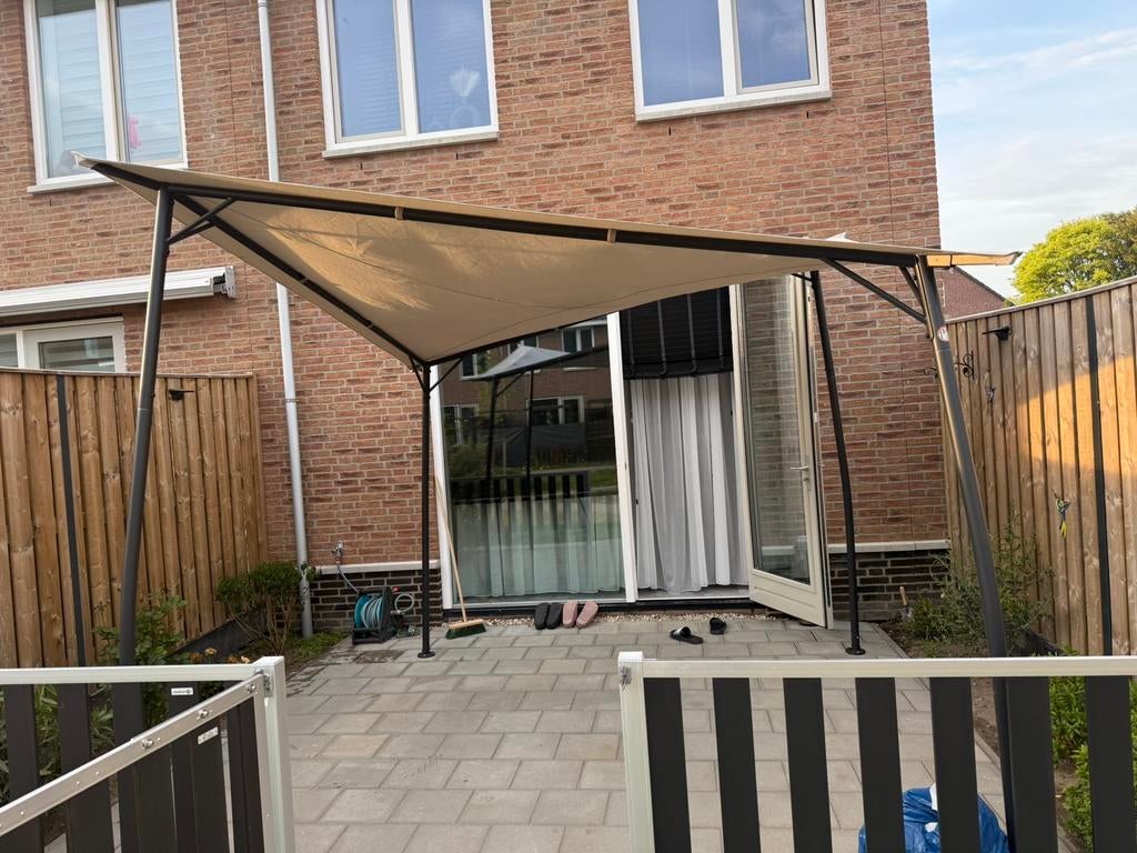 Pergola 300 x 300cm Praxis Beige, Tuin en Terras, Overkappingen, Ophalen, Zo goed als nieuw, Tuinpaviljoen