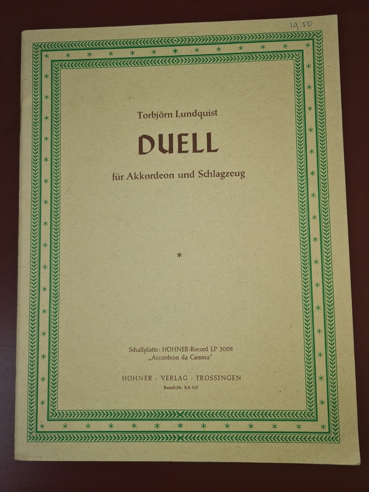 Torbjörn Lundquist - Duell voor Accordeon en Slagwerk, Gebruikt, Klassiek, Ophalen of Verzenden, Artiest of Componist