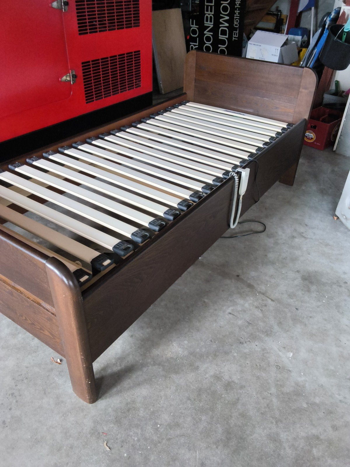 senioren bed, Ophalen, 90 cm, Eenpersoons, Bruin