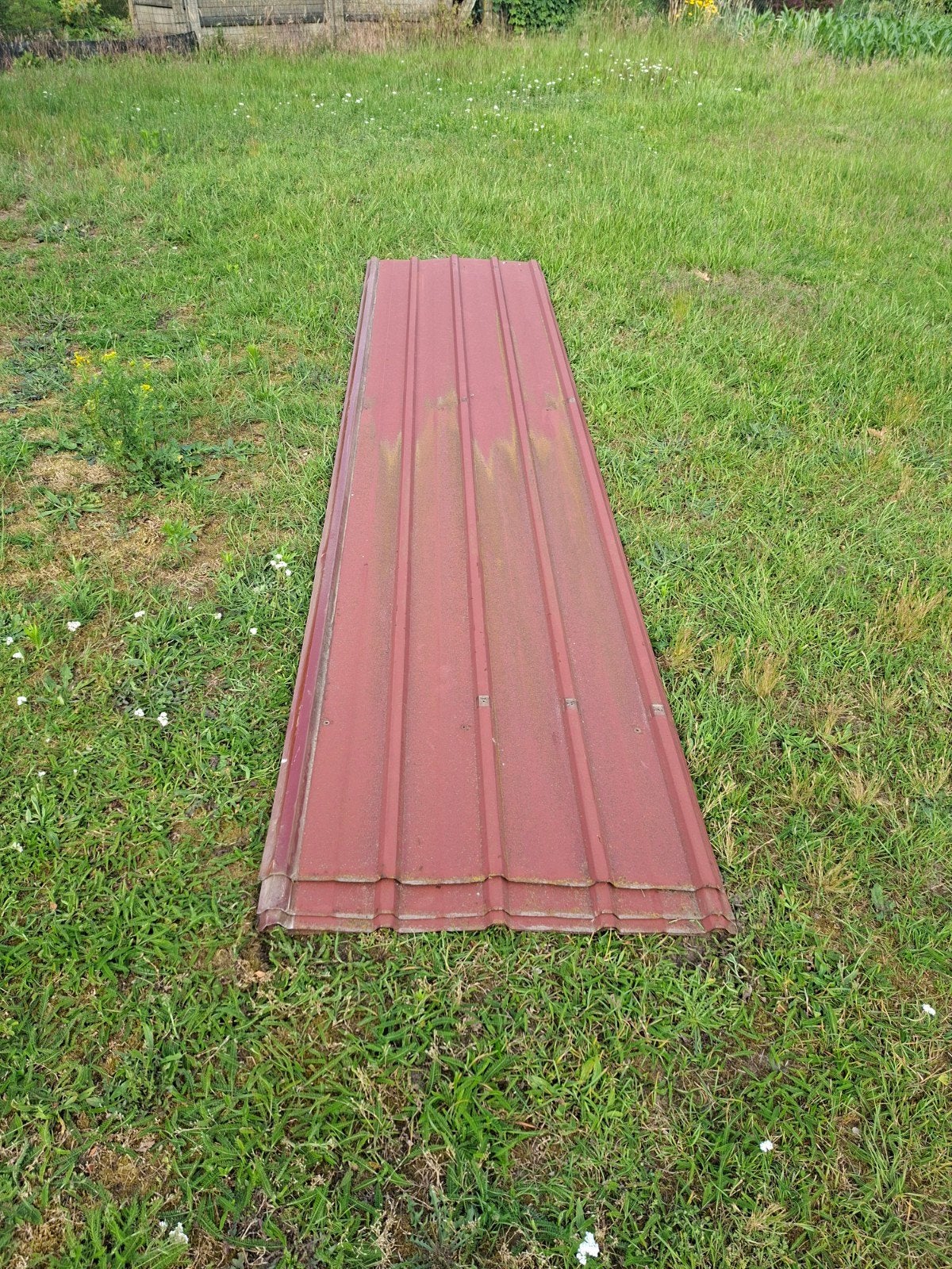 Stalen dakplaten rood 14x 395-400cm, Ophalen, 15 m² of meer, Dakplaat of Dakpanplaat