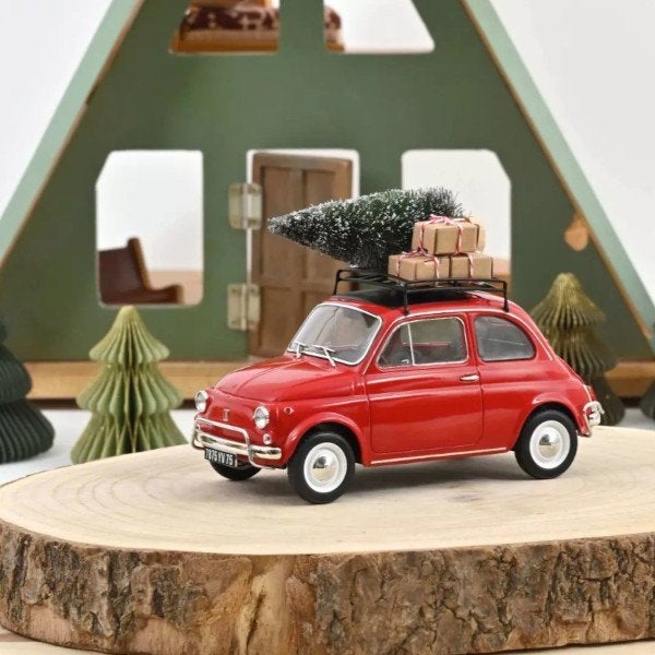 Fiat 500 L 1968 Rood Christmas Schaal 1/18 Norev, Auto, Norev, Ophalen of Verzenden, Norev