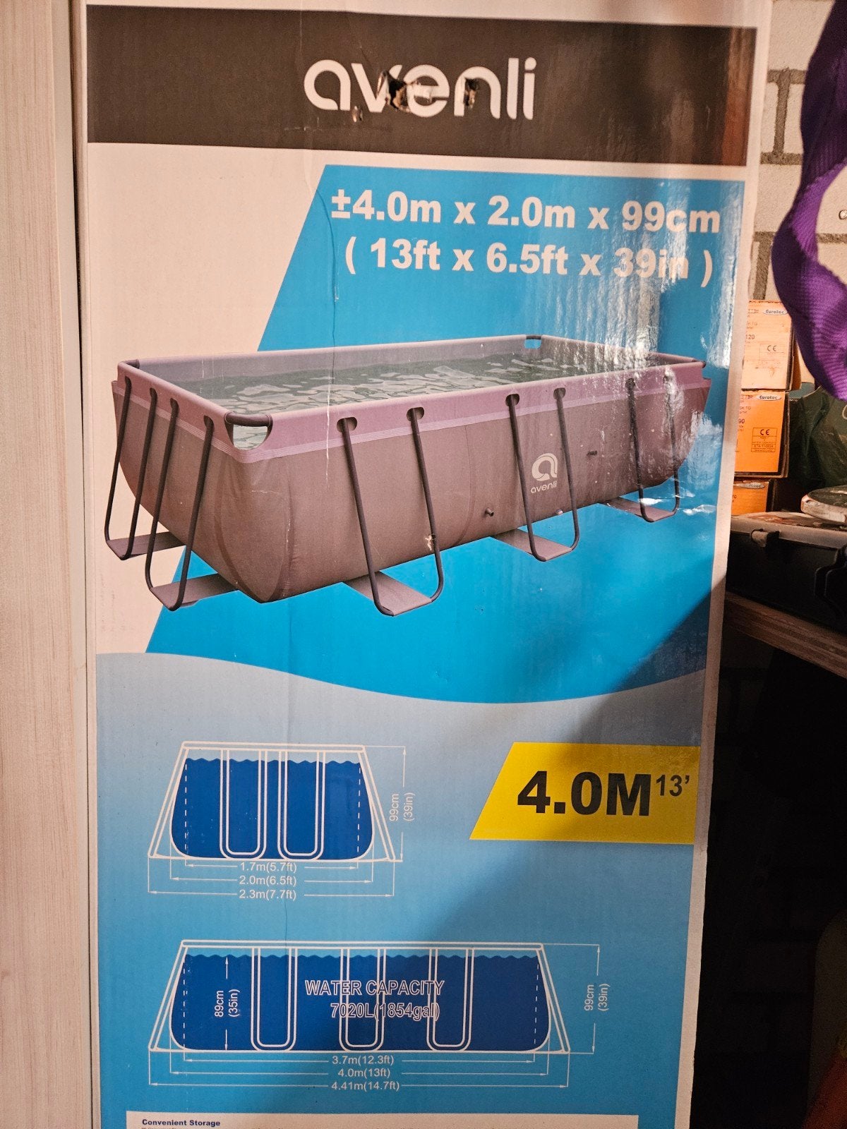 Avenli Opzetzwembad 4.0m x 2.0m x 99cm, Ophalen, Opzetzwembad, Minder dan 80 cm