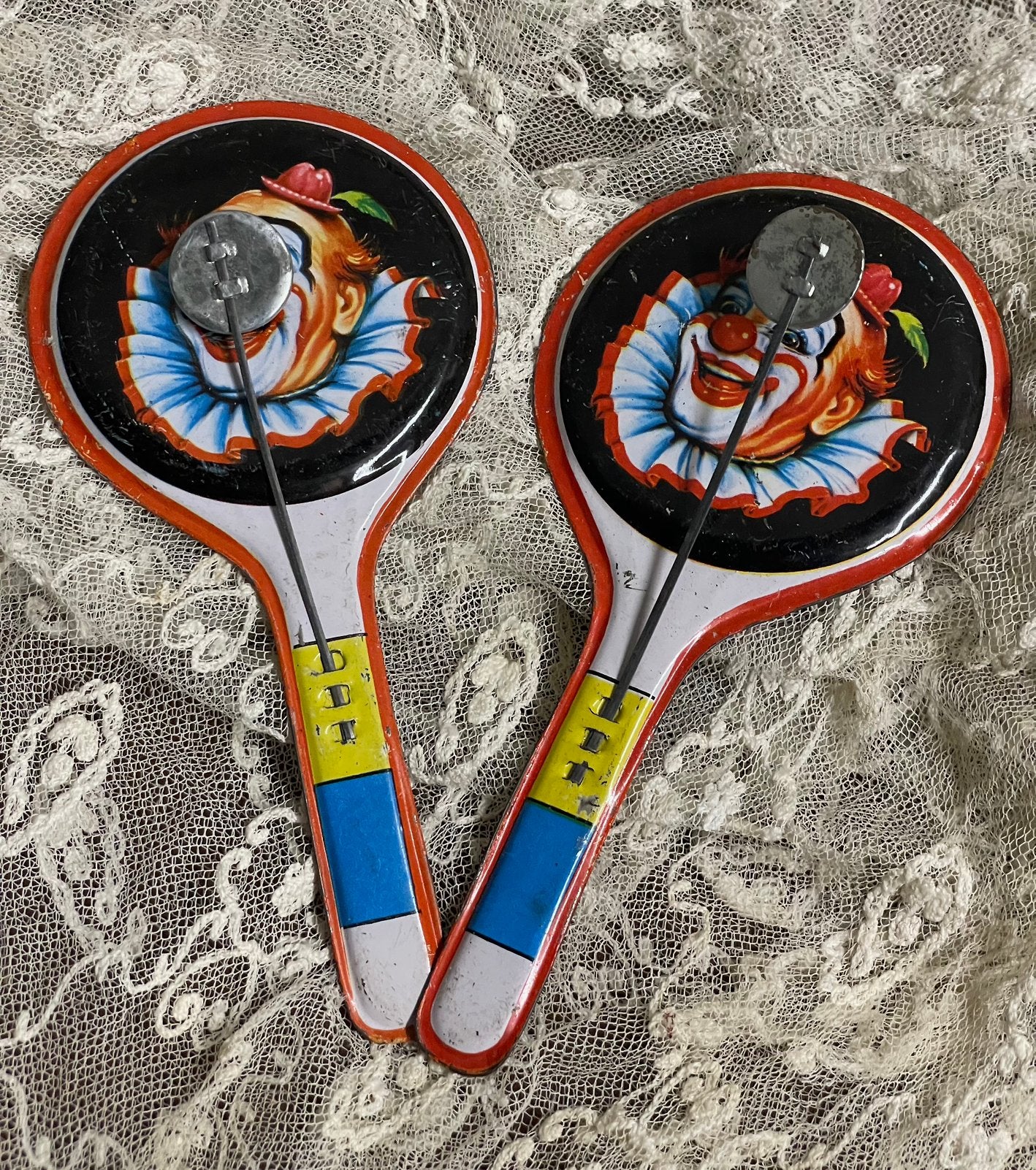 Brocante oud kinder speelgoed blik kleppertjes, Ophalen of Verzenden