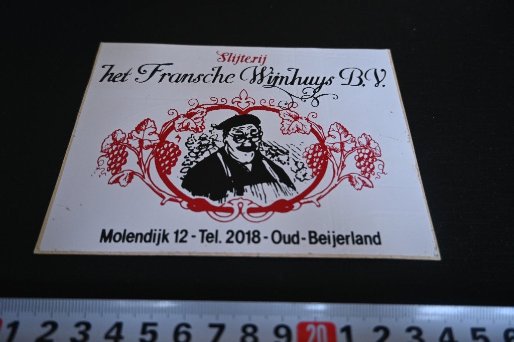 sticker Oud - Beijerland Sluiterij Het Fransche Wijnhuis BV, Verzamelen, Ophalen of Verzenden, Zo goed als nieuw