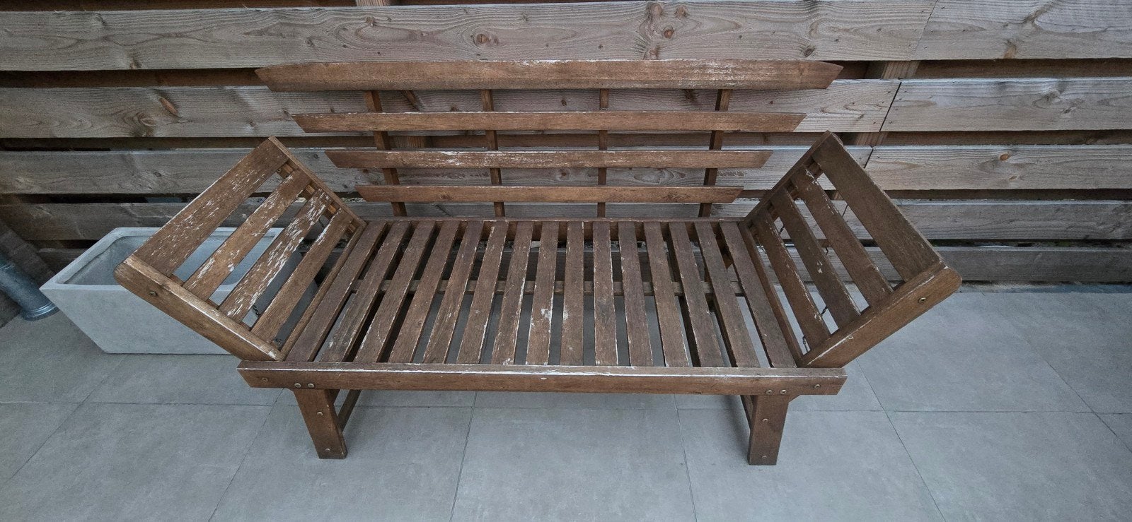 Houten tuinbank/ligbed met kussens, Huis en Inrichting, Banken | Sofa's en Chaises Longues, Gebruikt, 150 tot 200 cm, Tweepersoons