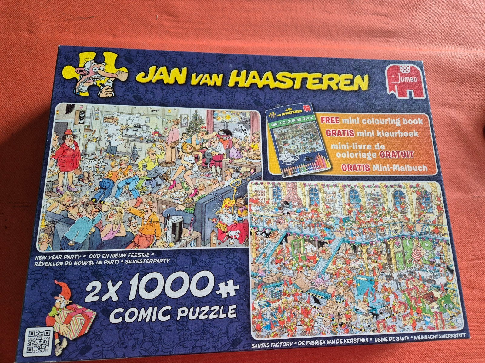 Jan van Haasteren 2x 1000 stukjes - Oud & Nieuw / Kerst, Ophalen of Verzenden, 500 t/m 1500 stukjes, Gebruikt, Legpuzzel