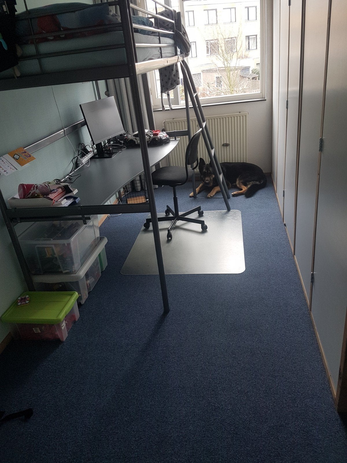 IKEA SVÄRTA 90x200 Hoogslaper met bureau, zilverkleurig, Ophalen, Gebruikt, Eenpersoons, 200 cm