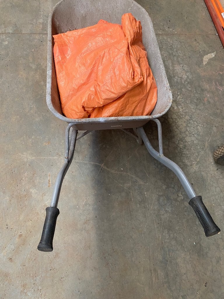 Kruiwagen met lekke band incl dekzeil oranje, Handmatig, Ophalen, Overige merken, Gebruikt