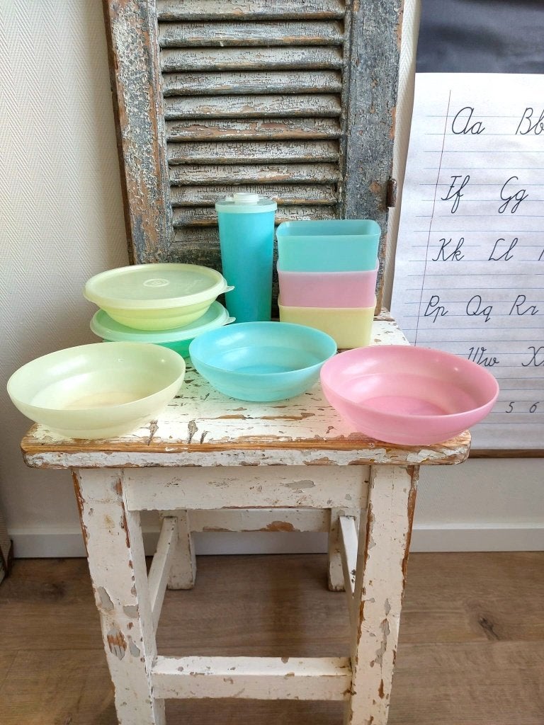 Vintage pastel Tupperware onderdelen, Ophalen of Verzenden, Gebruikt, Blauw, Overige typen