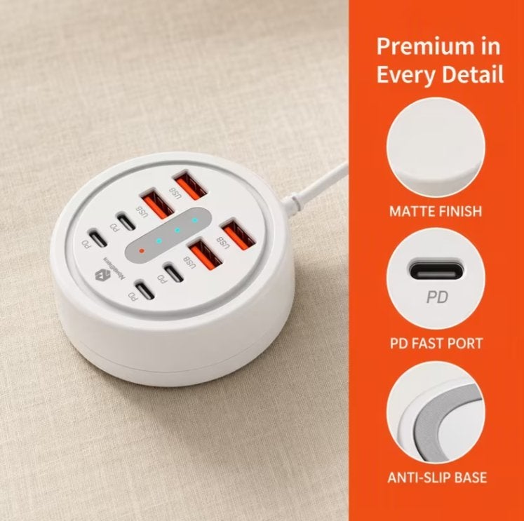 66W 8-Poorts USB Oplaadstation, 4 USB-C en 4 USB-A, Computers en Software, Dockingstations, Verzenden, Nieuw, USB-hub, Harde schijf