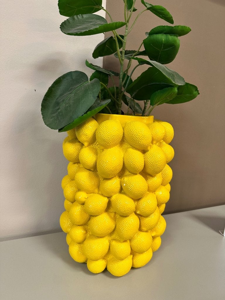 Citroen vaas light & living - gele vaas - lemon vaas 41cm, Ophalen, Nieuw, Geel