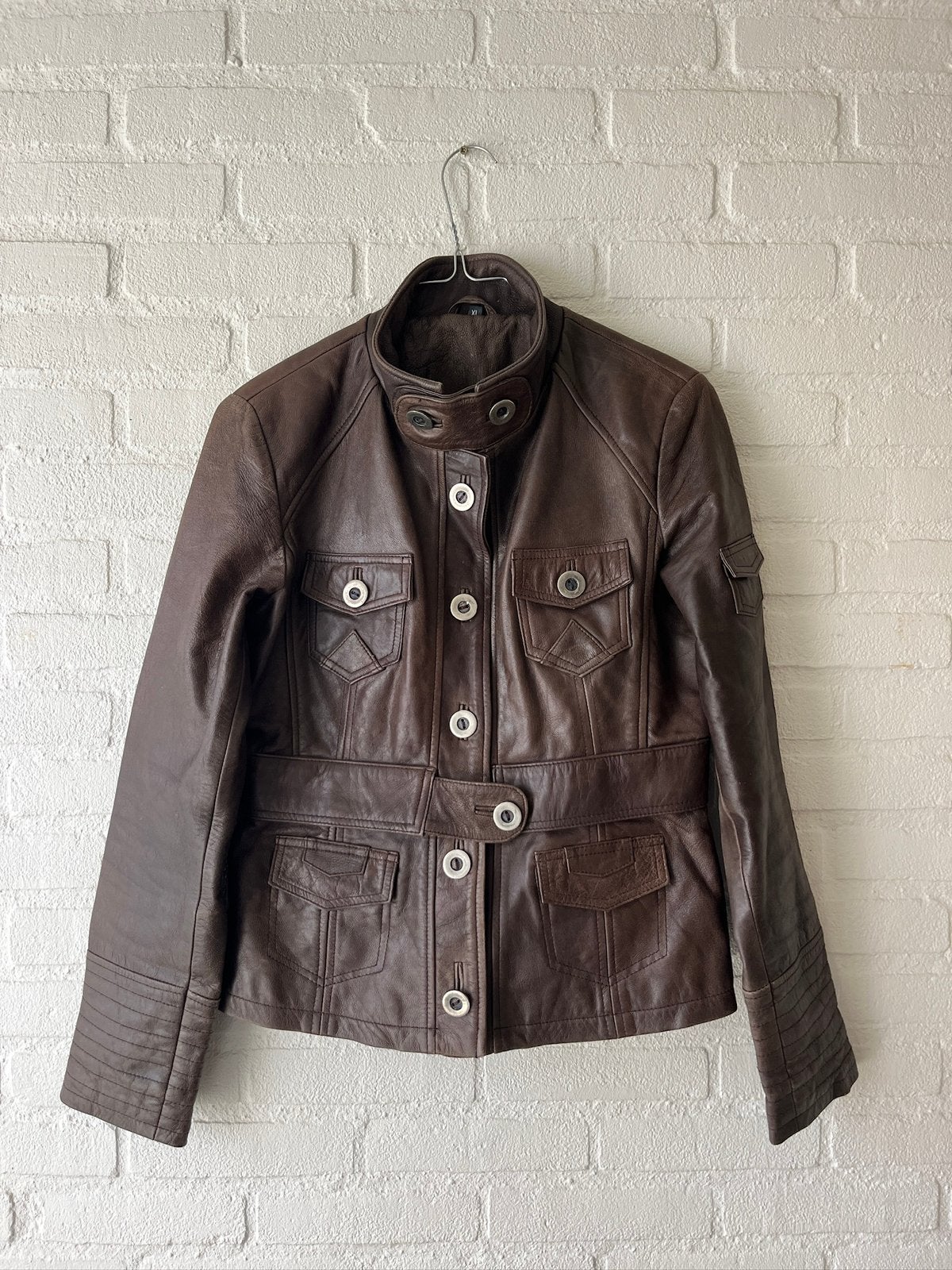 Leather vintage jacket y2k avant-garde, Ophalen of Verzenden, Zo goed als nieuw, Maat 46/48 (XL) of groter, Bruin