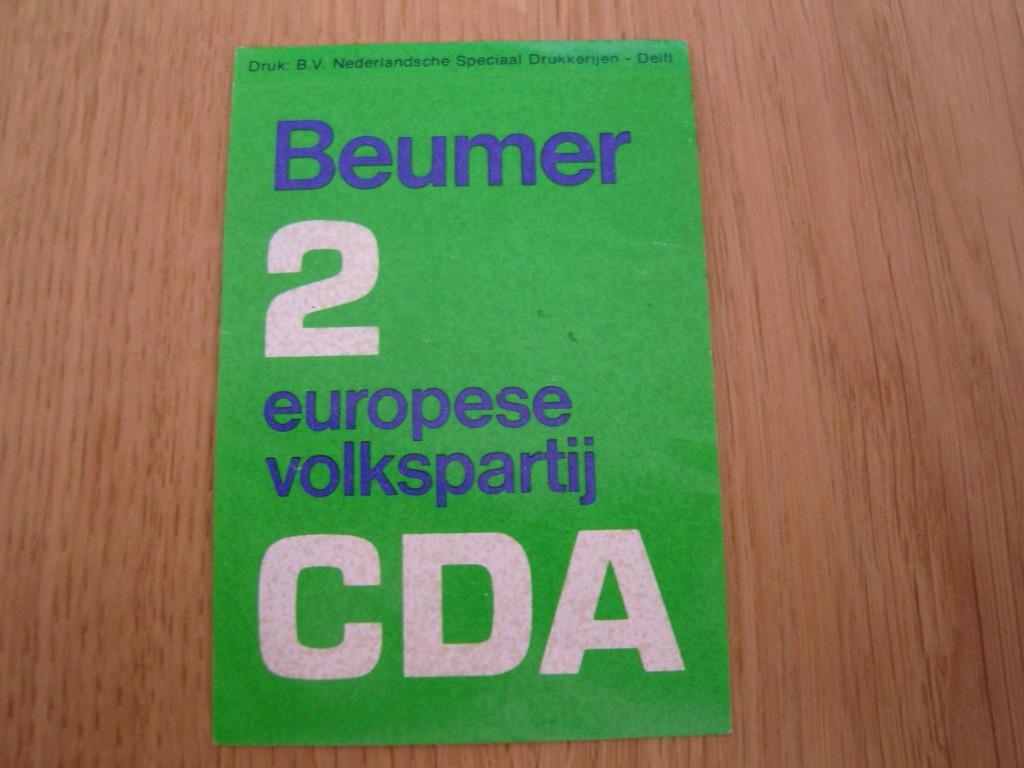 sticker politiek CDA lijst 2 europese volkspartij - beumer *, Ophalen, Zo goed als nieuw