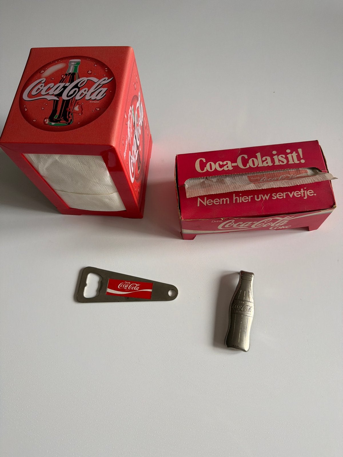 Coca-Cola Servettenhouders en Flesopeners Set, Verzamelen, Ophalen of Verzenden, Gebruikt, Gebruiksvoorwerp