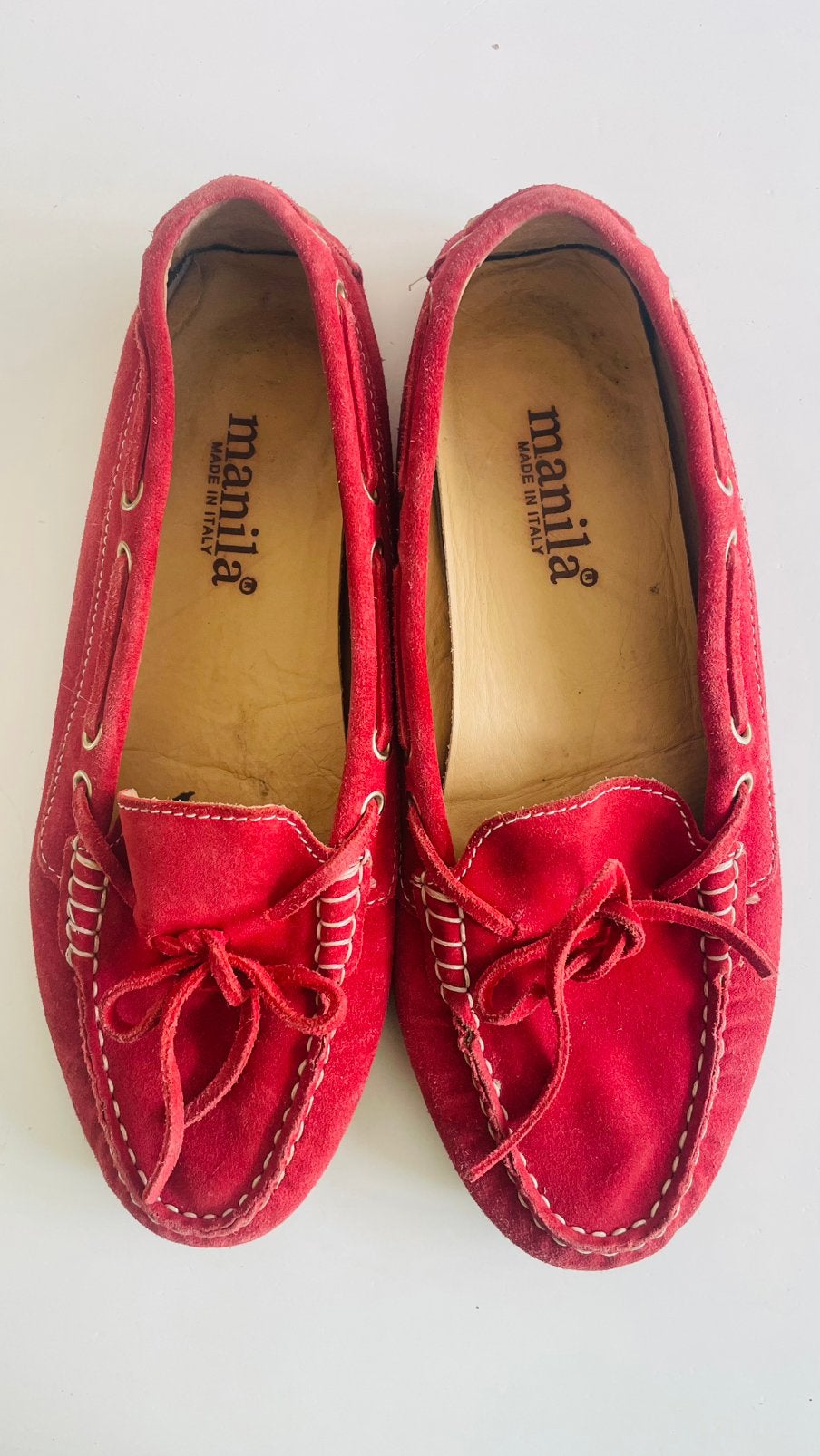 Te koop; leren loafers, Manilla, rood, 38, Ophalen of Verzenden, Zo goed als nieuw, Rood, Instappers