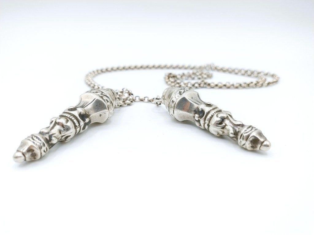 Zilveren jasseronketting met breipendoppen, H. Looren, Info@zilverwebsite.nl, Verzenden, Zo goed als nieuw, Zilverwebsite.nl