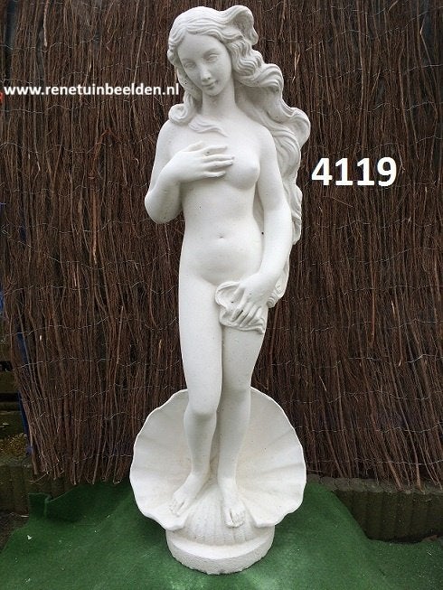 Vrouw op schelp. nr 4119, Ophalen, Nieuw, Beton, Mensenbeeld