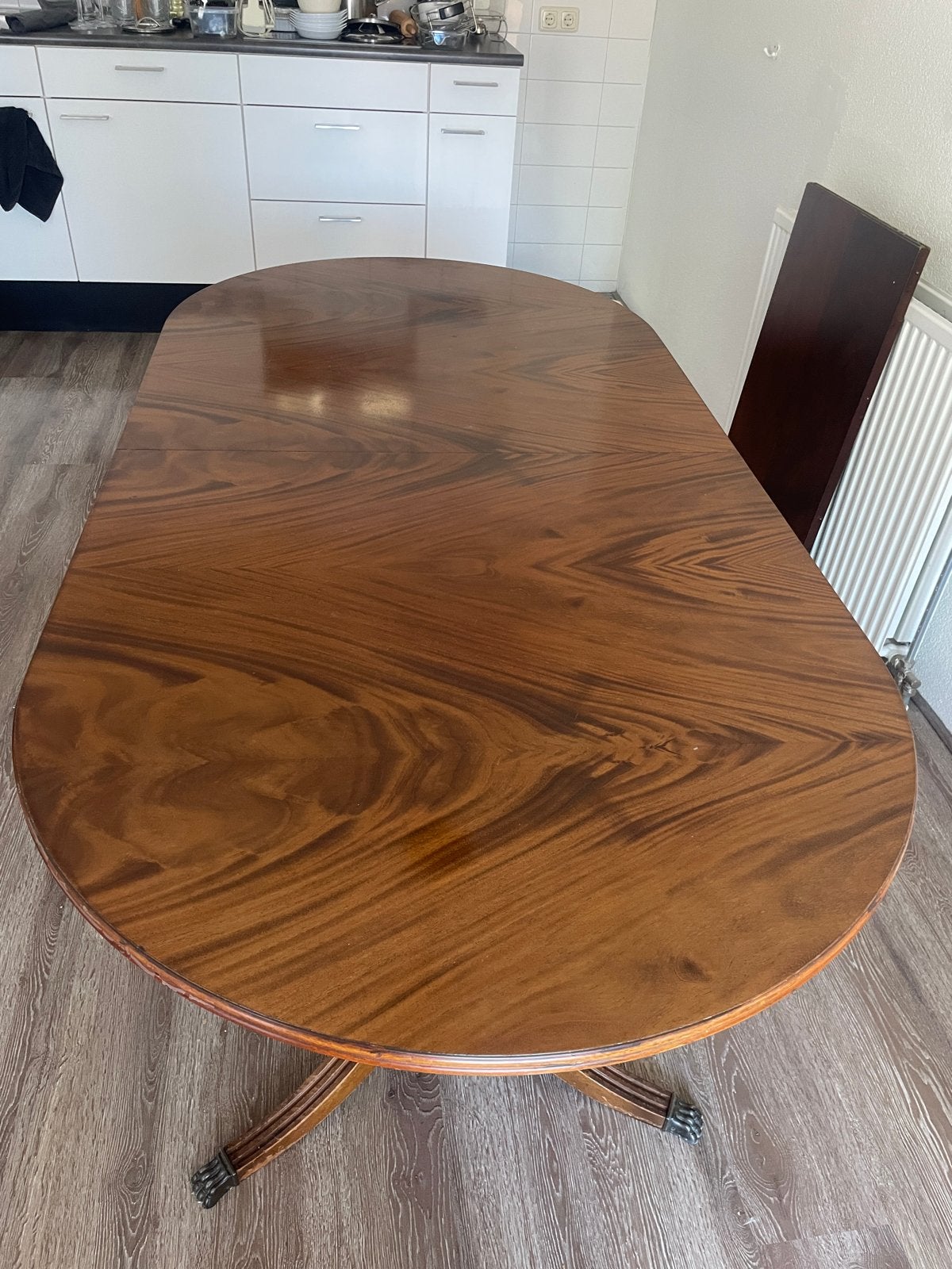 Antieke mahonie eettafel met klauwpoten, Antiek en Kunst, Ophalen