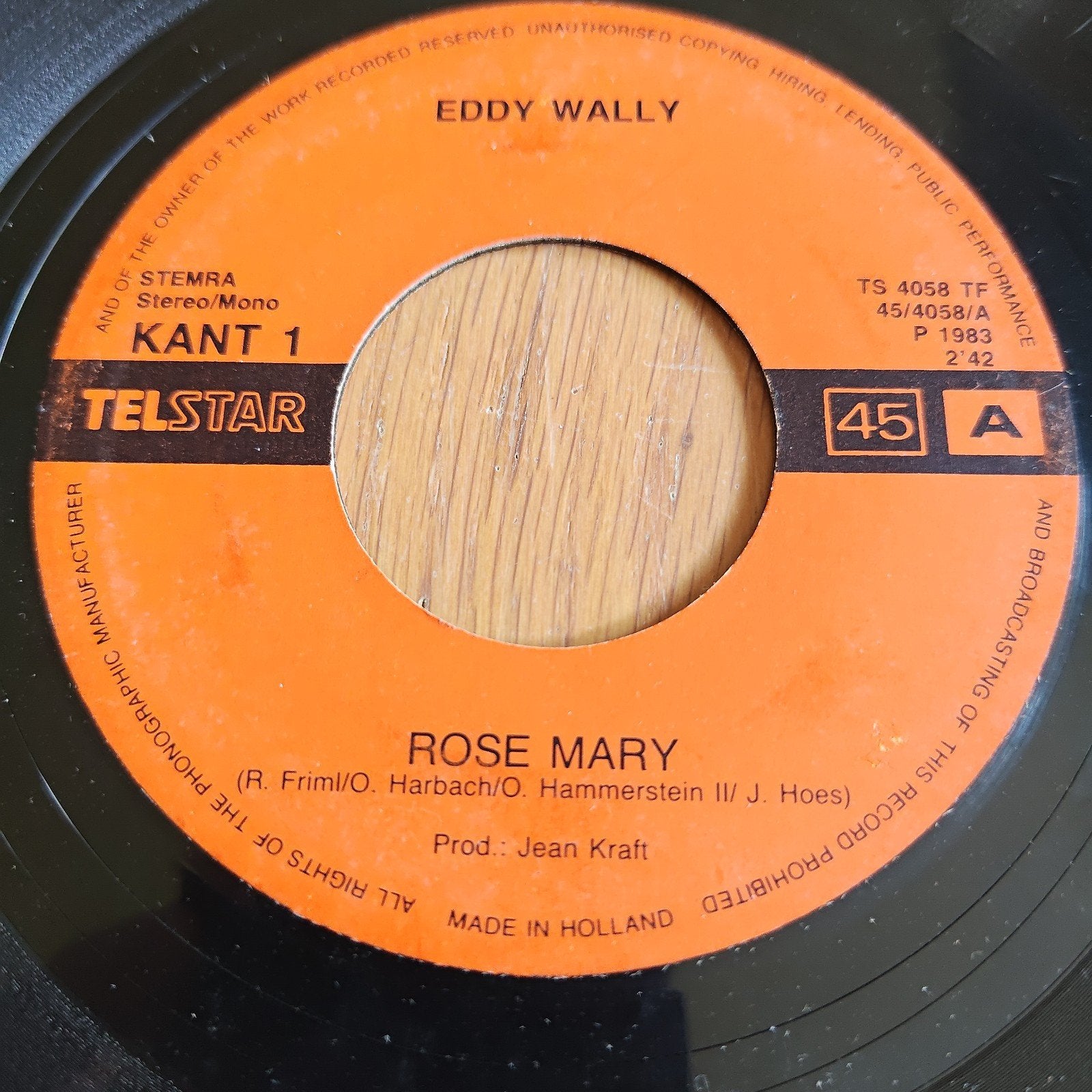 Eddy Wally - Rose Mary (Vinyl Single 1983), Gebruikt, 7 inch, Ophalen of Verzenden, EP