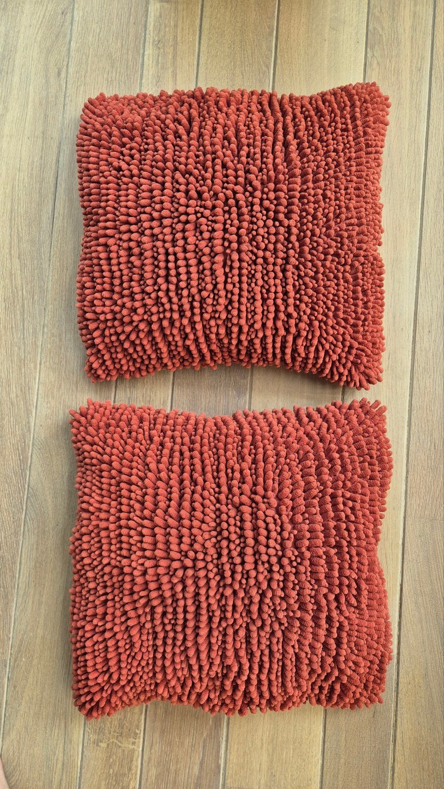 Set van 2 Unique Living sierkussens 45x45 cm met rits, Gebruikt, Vierkant, Oranje, Sierkussen