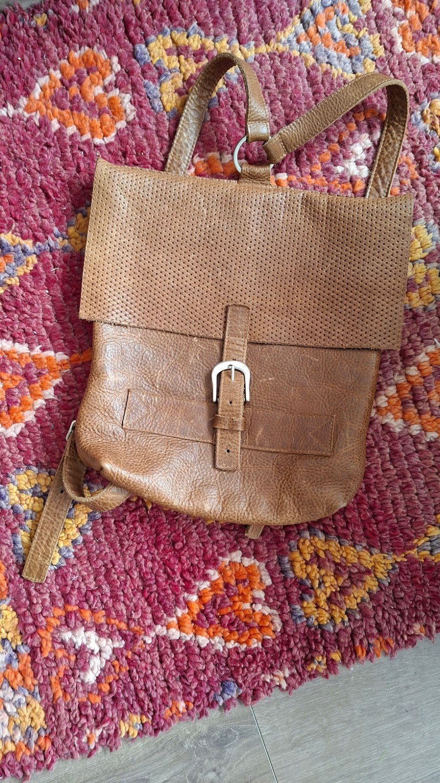 Leren rugzak 30x36 cm - Bruin, Ophalen, Zo goed als nieuw, Overige merken, 30 tot 45 cm