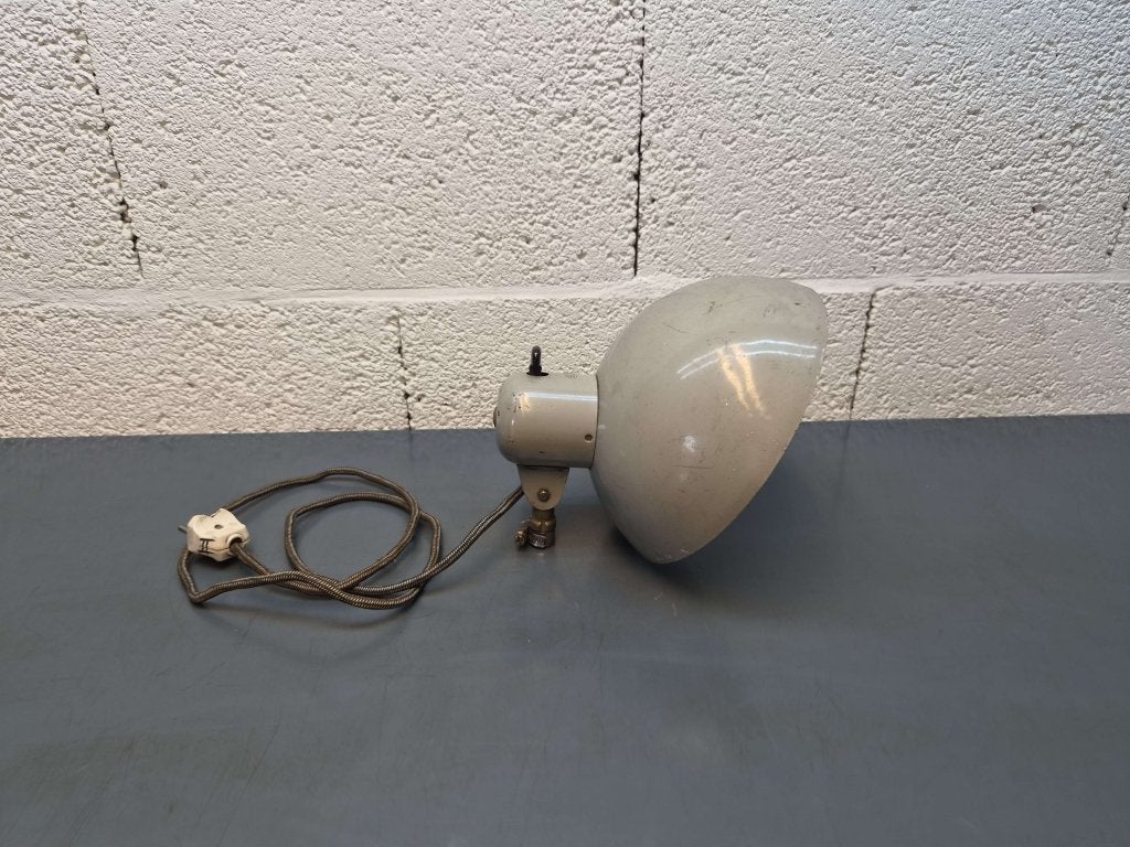 SIS architektenlamp / machinelamp 22cm met schakelaar op kap, Gebruikt, Grijs, Industrieel, Niet ingevuld