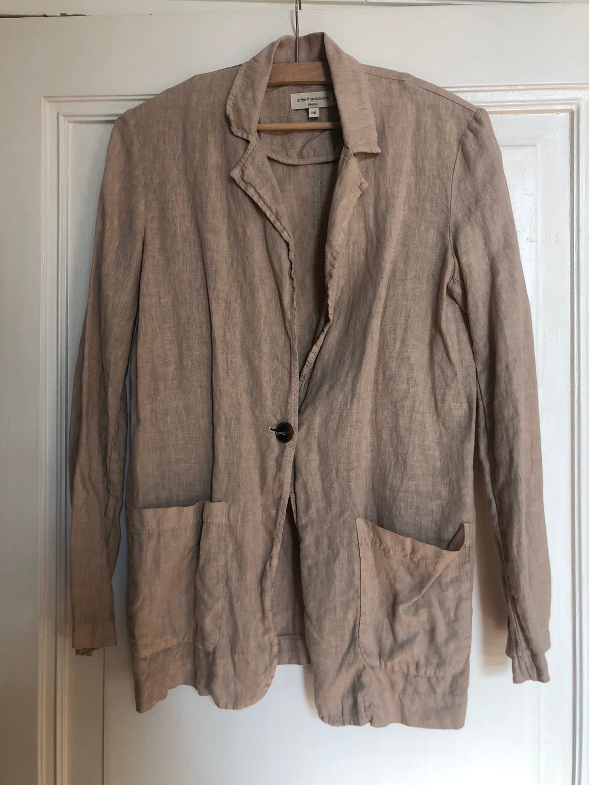 Mooie linnen colbert jasje maat 36 S, Kleding | Dames, Beige, Ophalen of Verzenden, Zo goed als nieuw, Jasje