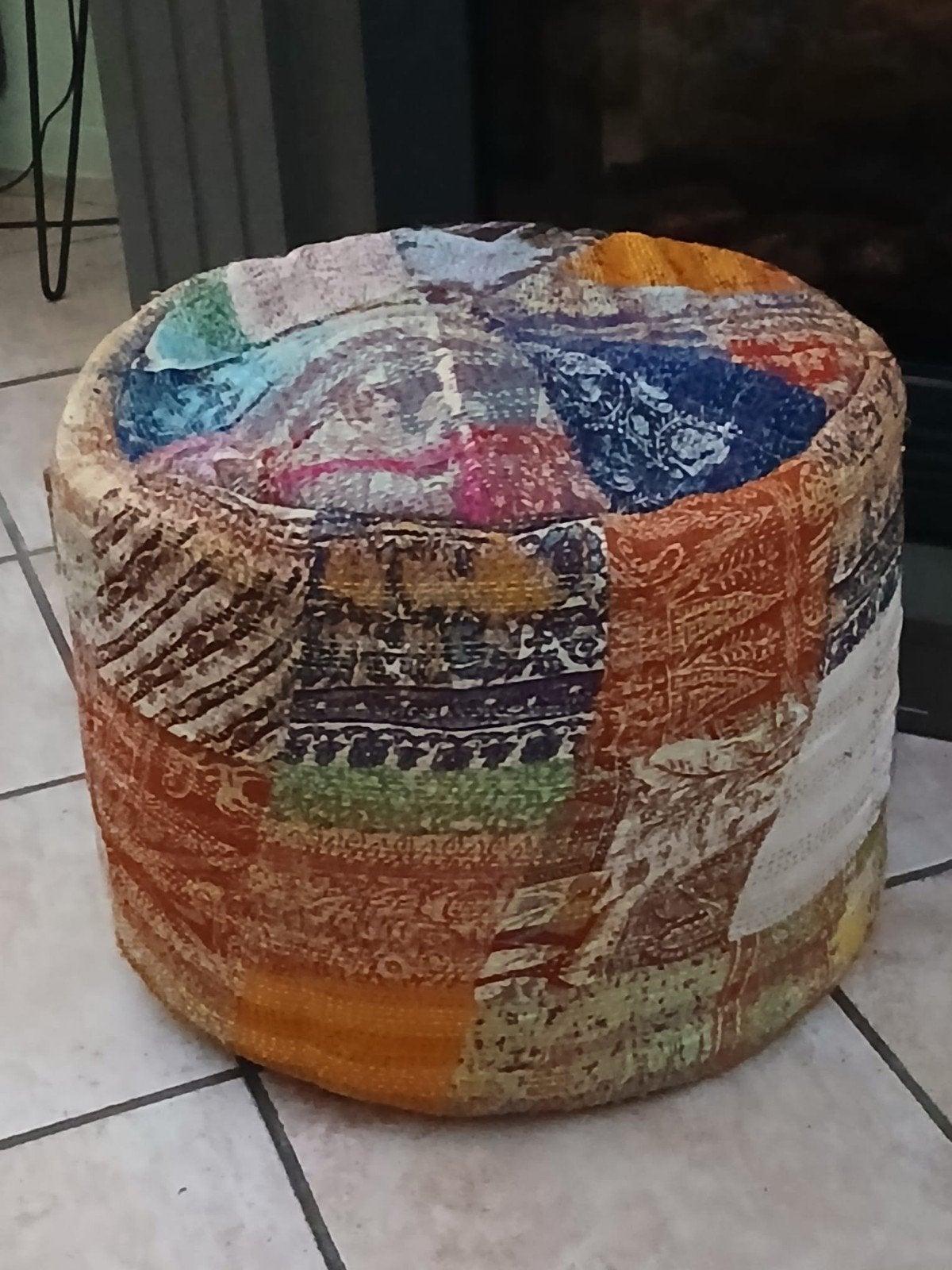 Ronde poef, Huis en Inrichting, Banken | Voetenbanken en Poefen, Minder dan 50 cm, Rond, Minder dan 50 cm, Ophalen of Verzenden