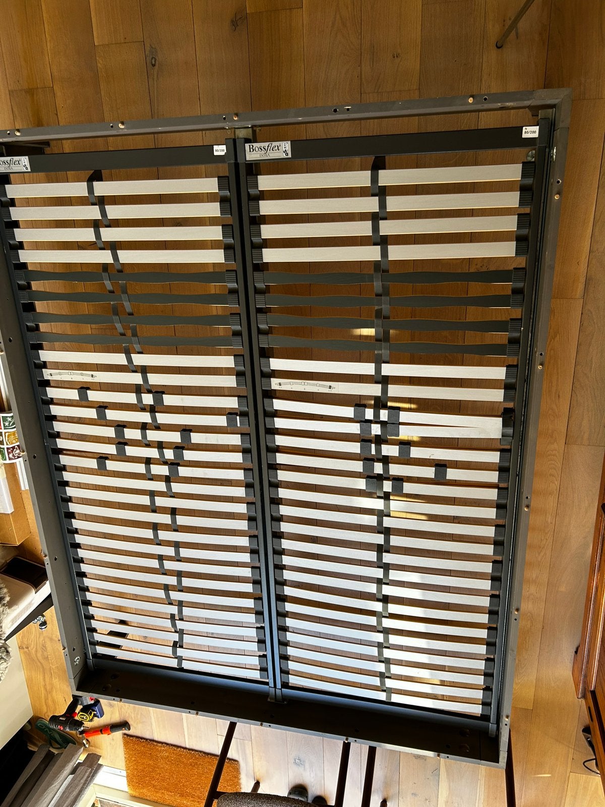 Stevig 2-persoonsbed 160x200 met Bossflex lattenbodems, Ophalen, Gebruikt, Tweepersoons, 200 cm