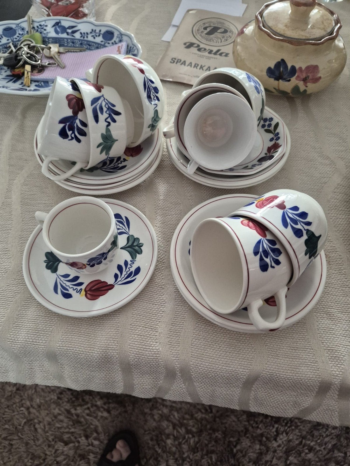 Vintage Boerenbont servies en bestek set, Huis en Inrichting, Keuken | Servies, Ophalen of Verzenden