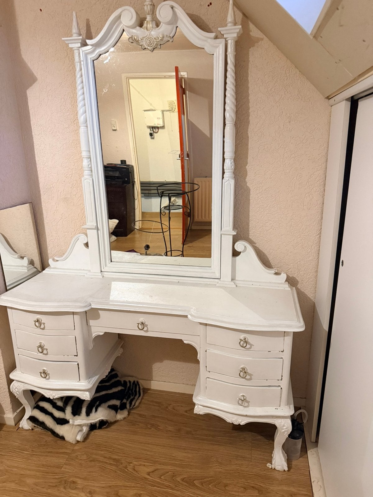 Grote witte kaptafel, Ophalen, 150 tot 200 cm, Zo goed als nieuw, 150 tot 200 cm