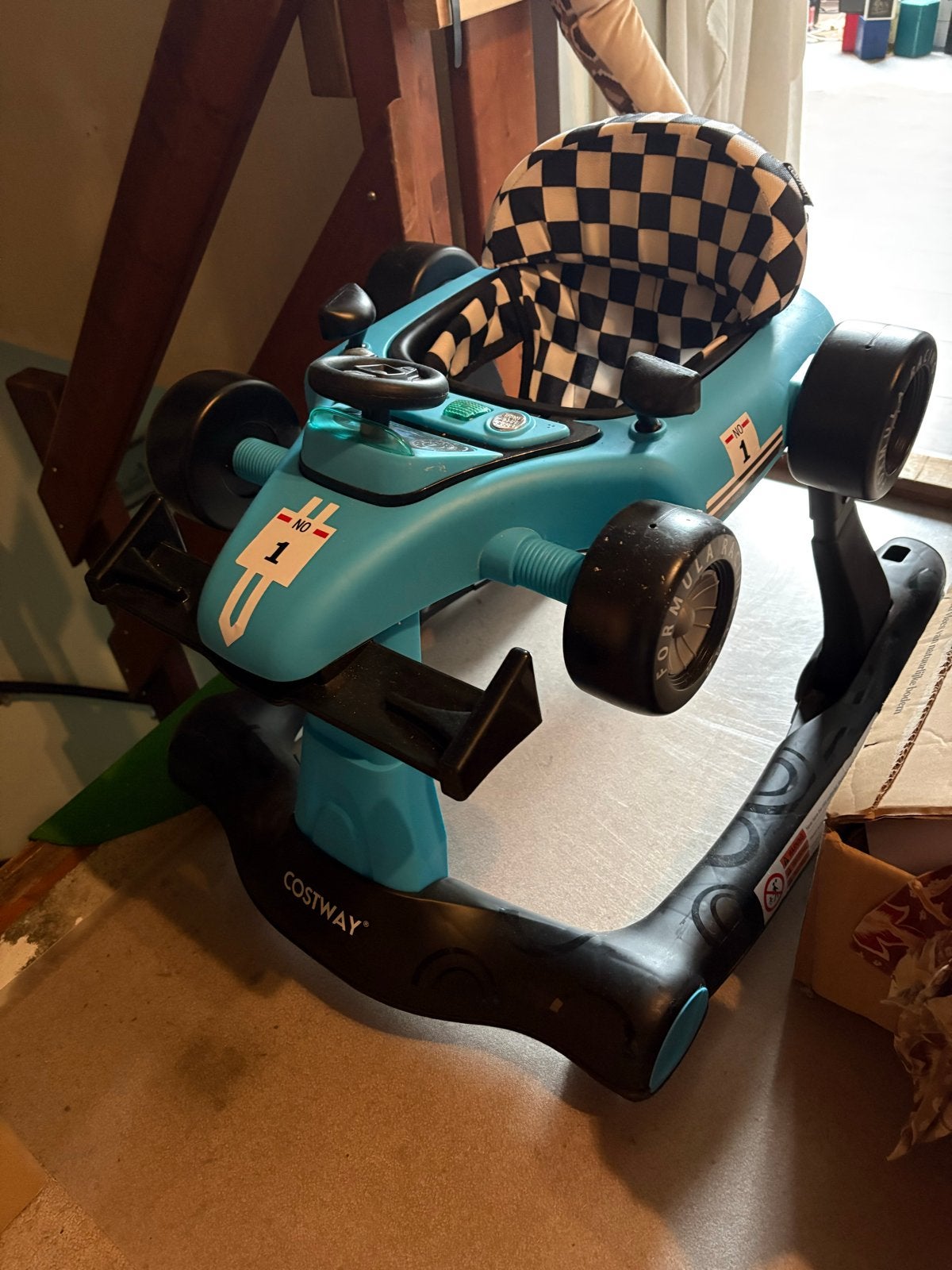 Costway Baby Loopstoel Formule 1 Raceauto, Ophalen, Gebruikt, Auto, Met geluid