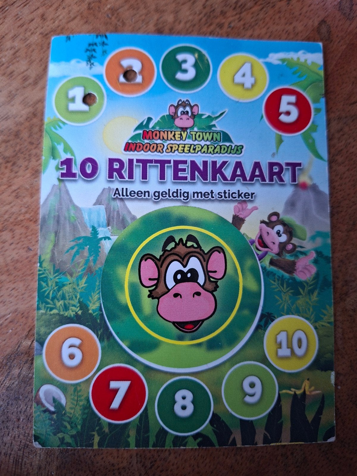Monkey town: 10 (nu nog 8) strippenkaart, Ticket of Toegangskaart