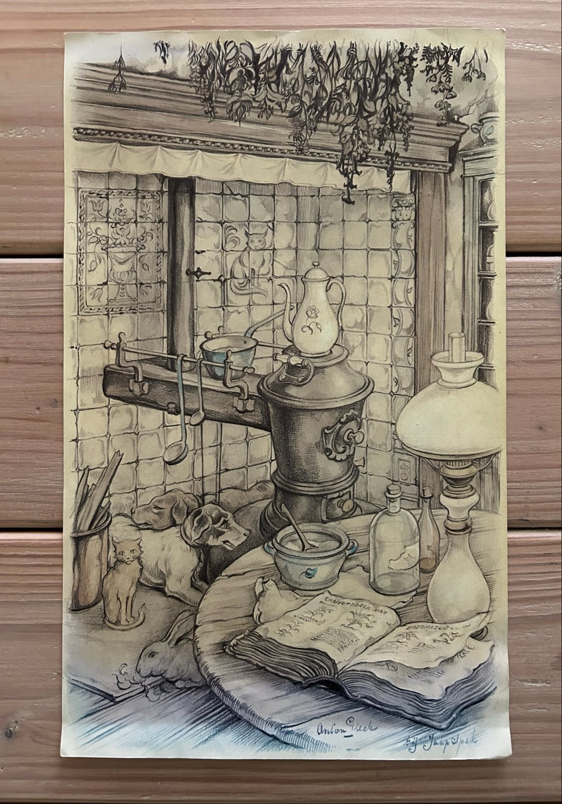 Gedetailleerde afdruk Anton Pieck ‘bij Jaap Spek’, Ophalen of Verzenden, Print, Print/reproductie
