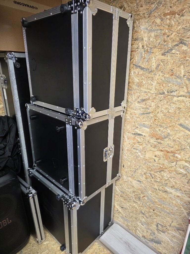 Flightcases (3 stuks L-rack case), Ophalen, Gebruikt