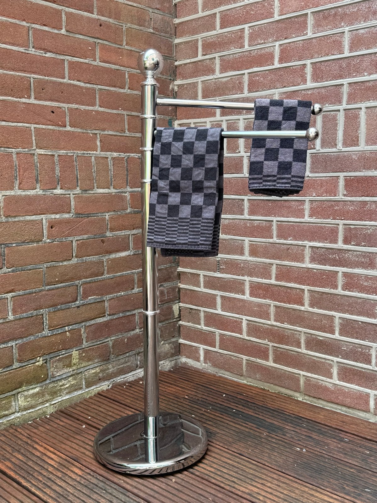 Verchroomd handdoekenrek - vrijstaand, Huis en Inrichting, Ophalen, Zo goed als nieuw, Zilver, Handdoekenrek