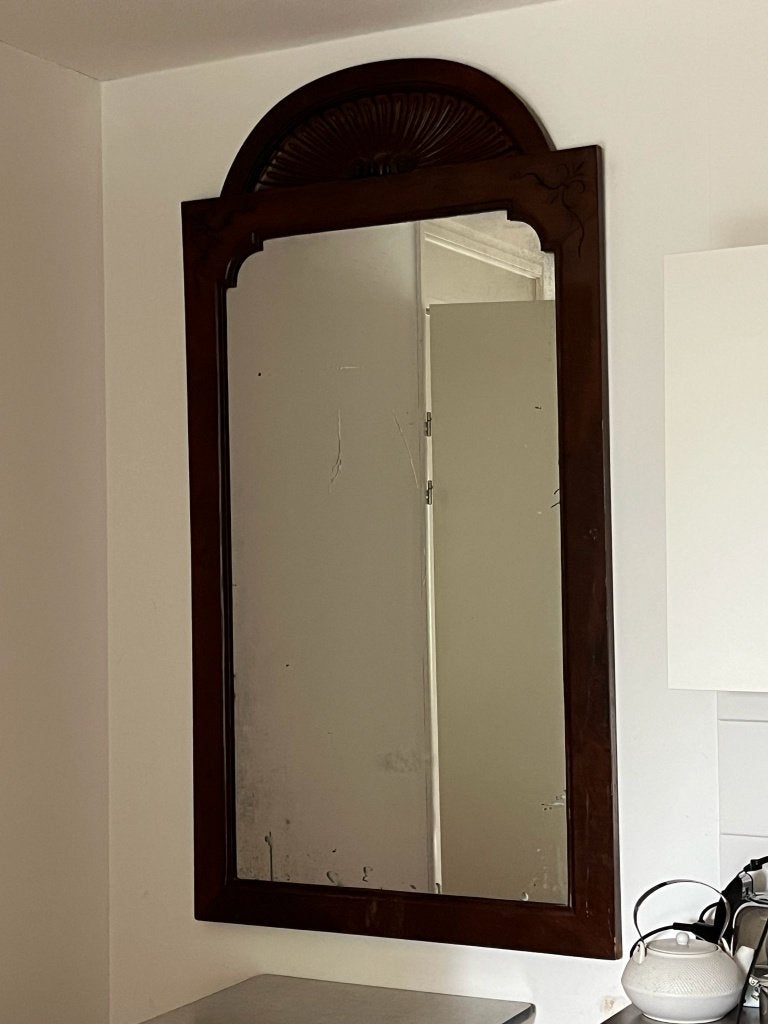 Antieke spiegel met houten lijst, Antiek en Kunst, Curiosa en Brocante, Ophalen