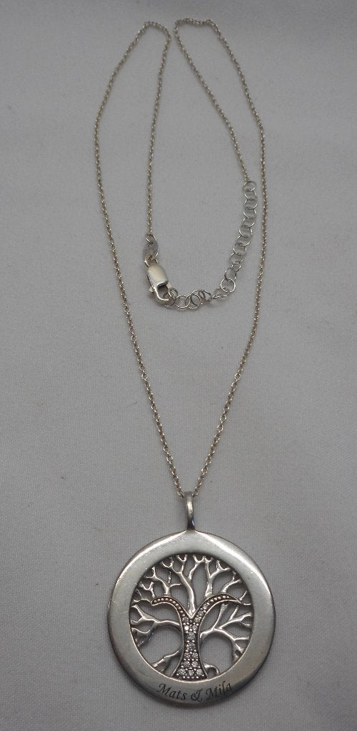 Zilveren verstelbare ketting met levensboom hanger nr.1702, Met hanger, Verzenden, Zo goed als nieuw, Zilver