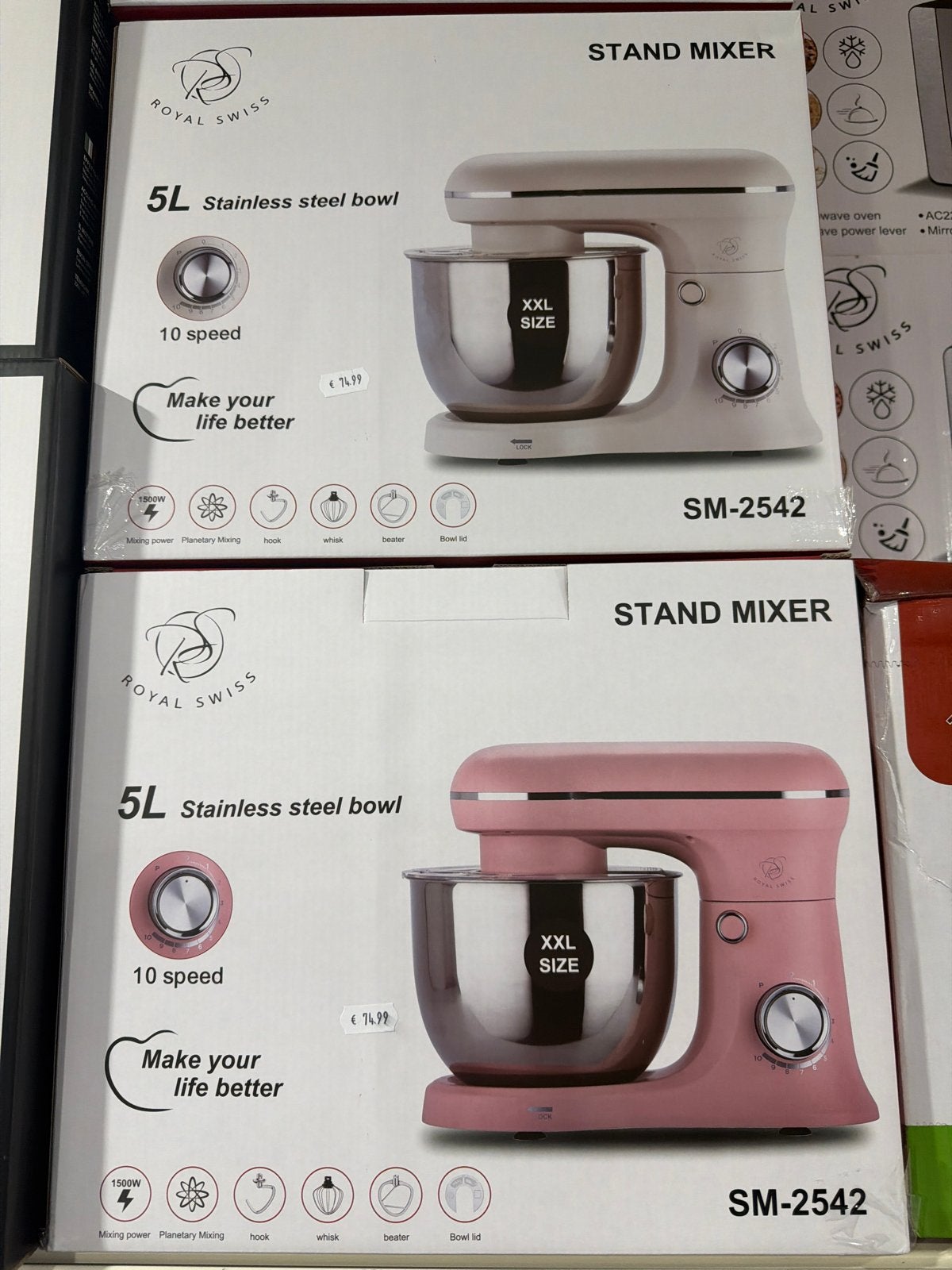 Royal Swiss Standmixer 5L RVS kom, 10 snelheden, 1500W, 4 liter of meer, Ophalen of Verzenden, Nieuw, 3 snelheden of meer
