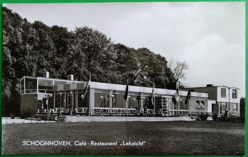 Schoonhoven, Cafe Restaurant Lekzicht. Klf, Verzamelen, Ansichtkaarten | Nederland, Verzenden, 1960 tot 1980, Ongelopen, Zuid-Holland