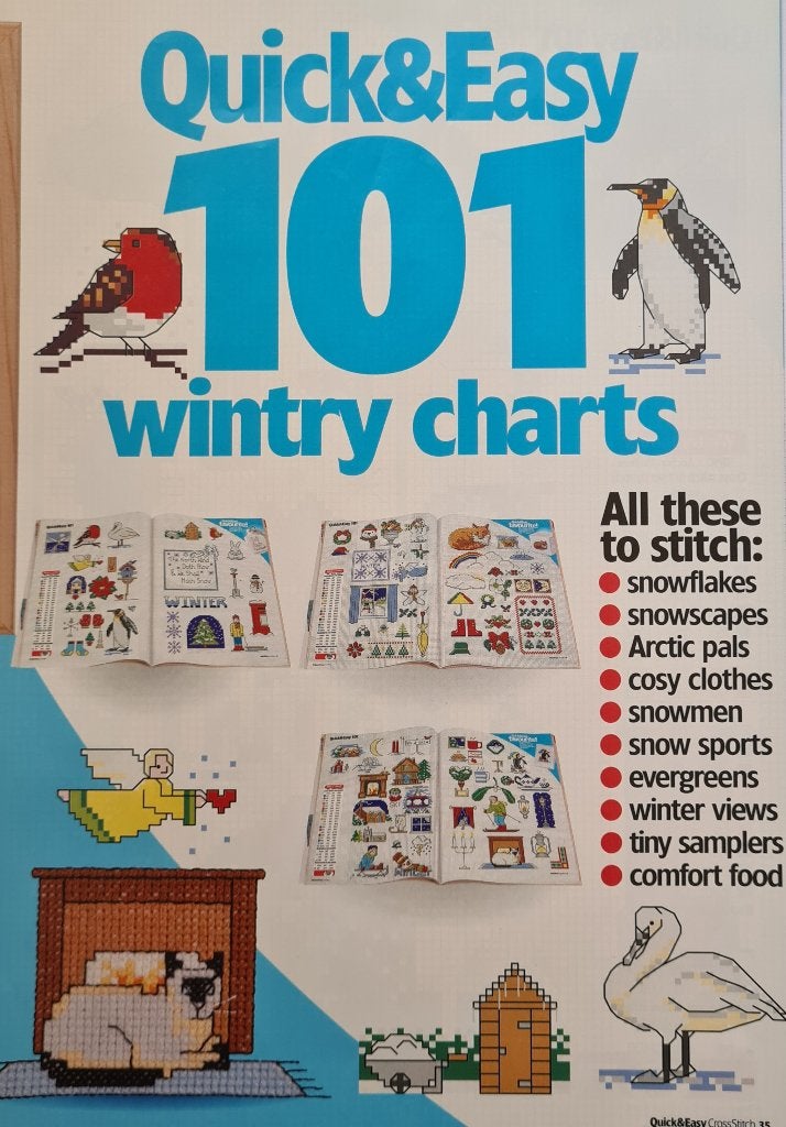 101 winter borduurpatronen o.a. roodborstje, Kerstster enz., Hobby en Vrije tijd, Borduren en Borduurmachines, Nieuw, Patroon