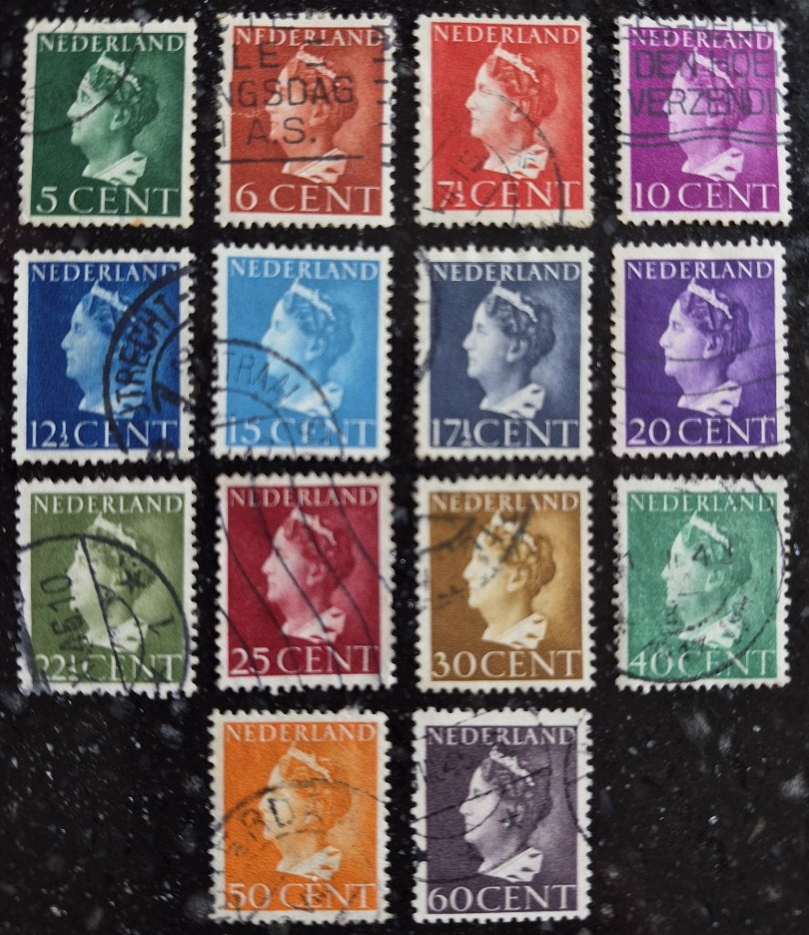 POSTZEGELS NEDERLAND 1940-1947 WILHELMINA GESTEMPELD, Verzenden, Na 1940, Gestempeld