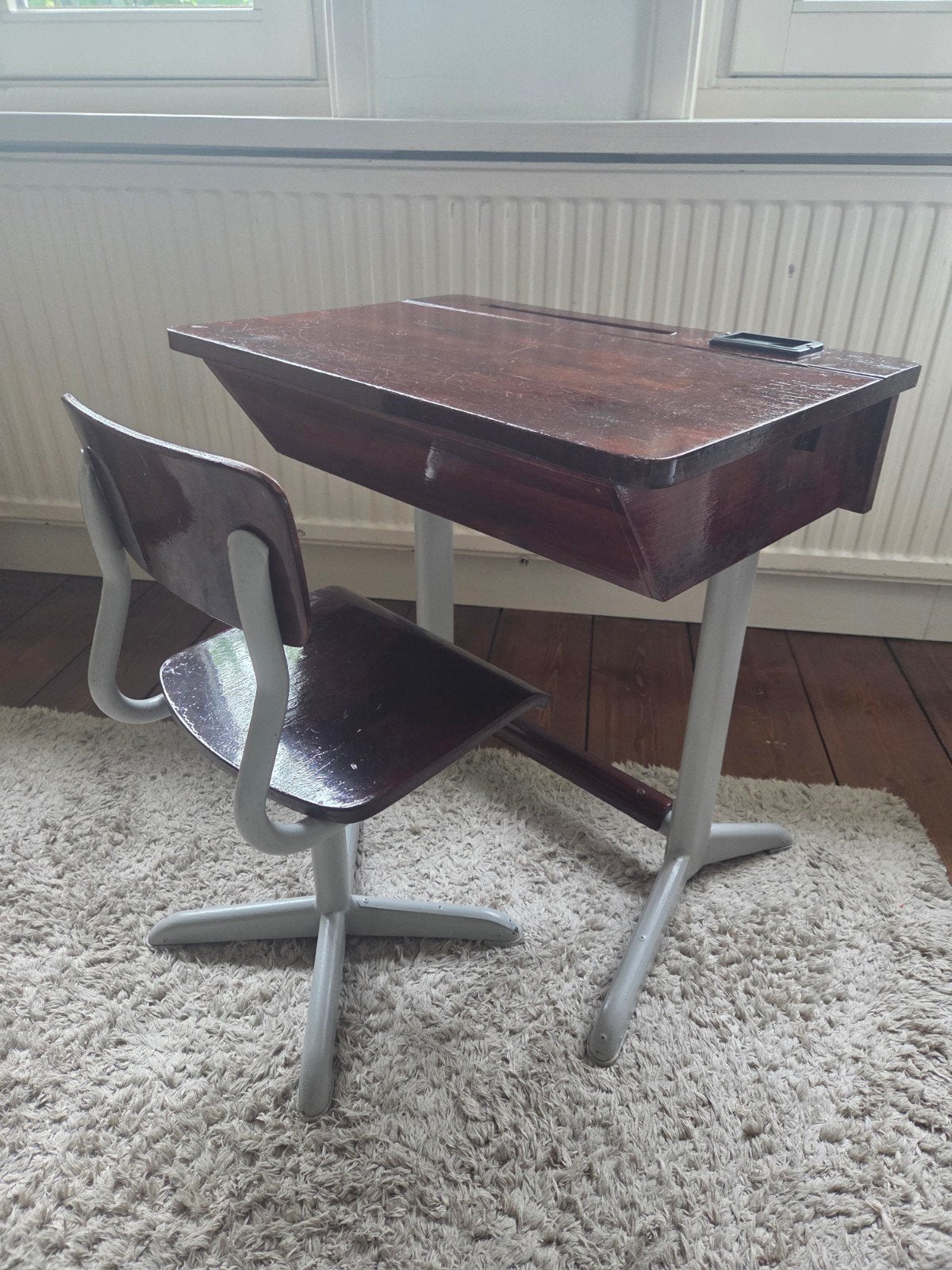Vintage kinderbureau met stoel, Ophalen, Gebruikt
