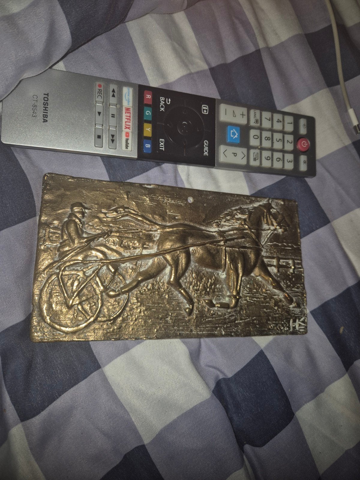 Antieke ArtDeco Bronzen Reliëfplaquette Drafsport (1920, HK), Ophalen, Brons