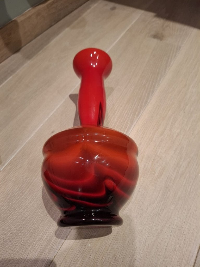 Mooie decoratieve vintage Opaline glazen vaas, Gebruikt, 30 cm, Ophalen of Verzenden, Glas