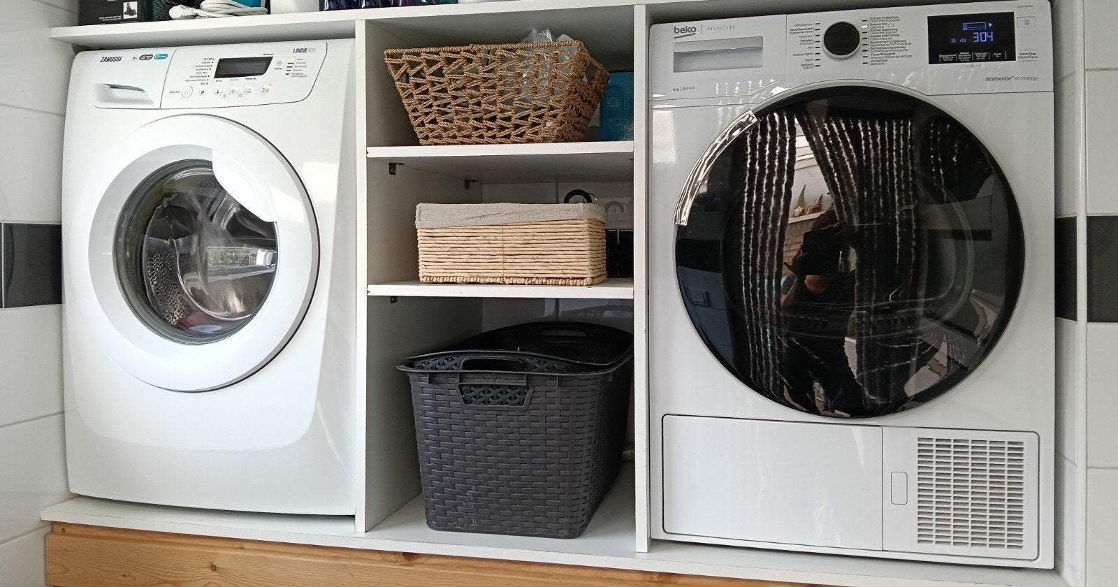 Wasmachine Zanussi en Droger Beko, 6 tot 8 kg, Ophalen, 85 tot 90 cm